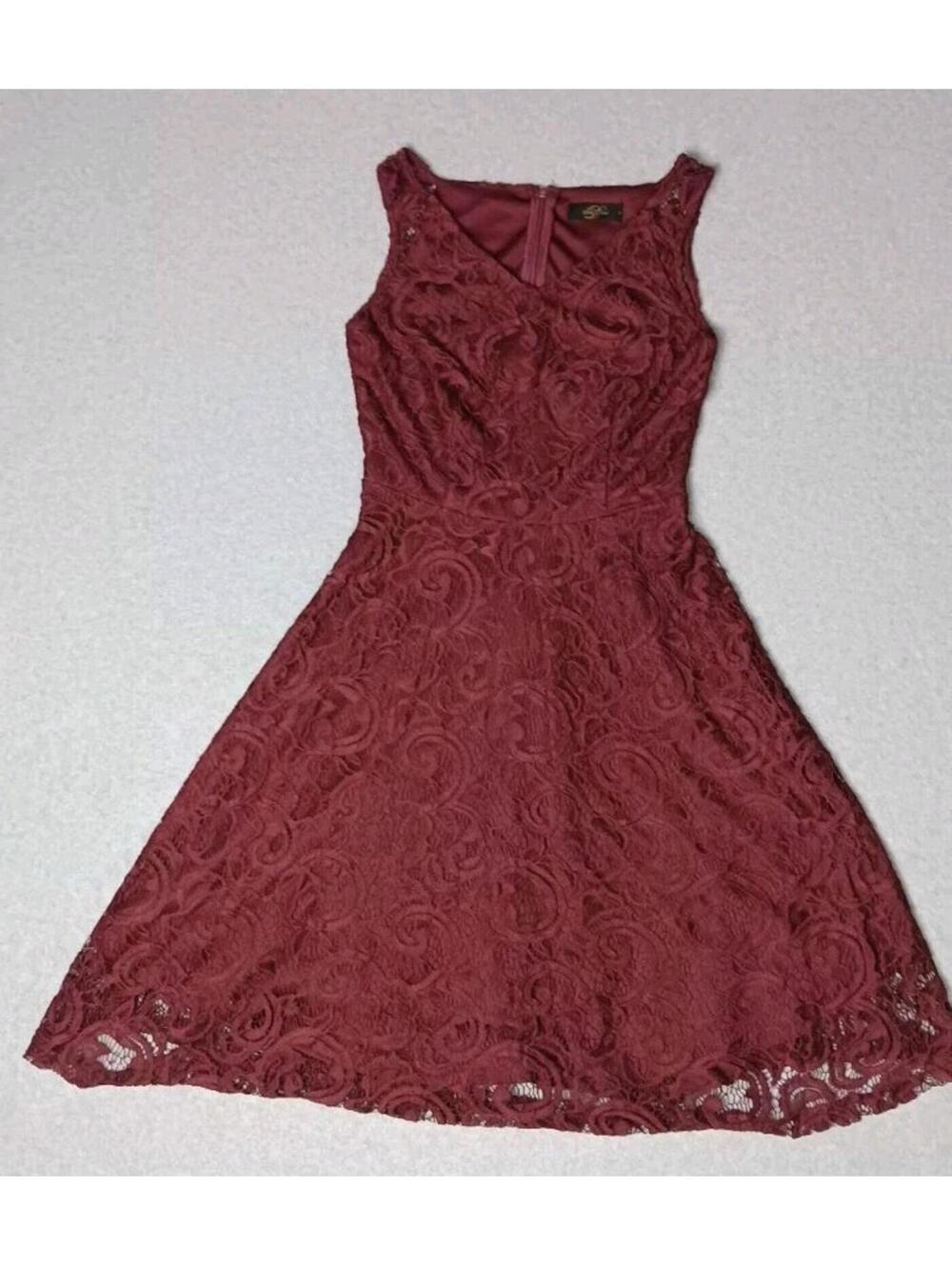 Dressystar Fit And Flare Lace Overlay Sleeveless Cocktail Dress Womens Size...